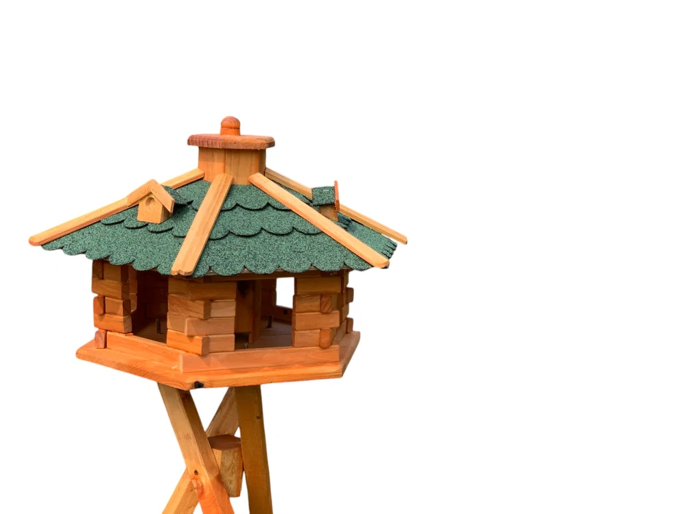 Krmítko pro ptáky M (střední) - zelená střecha