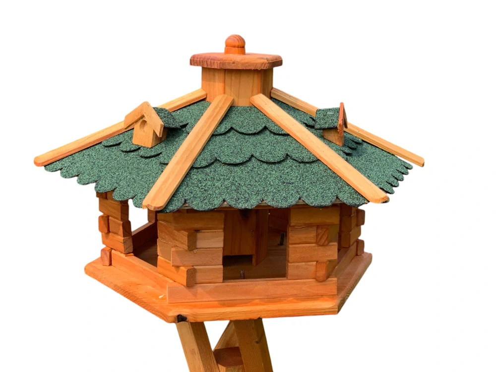 Krmítko pro ptáky M (střední) - zelená střecha